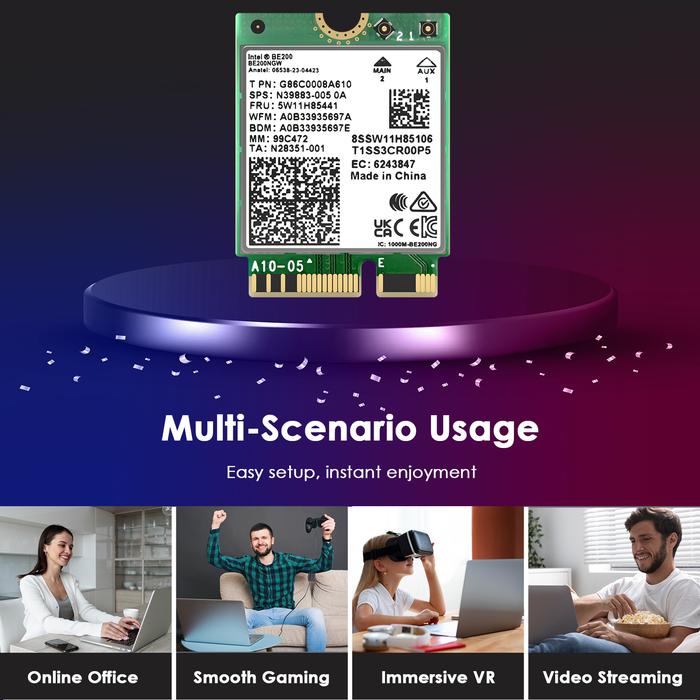 WAVLINK WiFi 7 kartu nirkabel, 8774Mbps Tri-Band BE200 M.2 NGFF modul jaringan dengan Bluetooth 5.4,