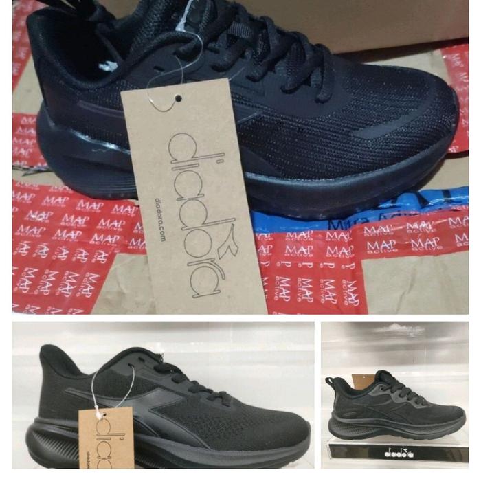 DIADORA FULL BLACK SEPATU RUNNING PRIA WANITA UNISEX ORIGINAL_MONOBLACK