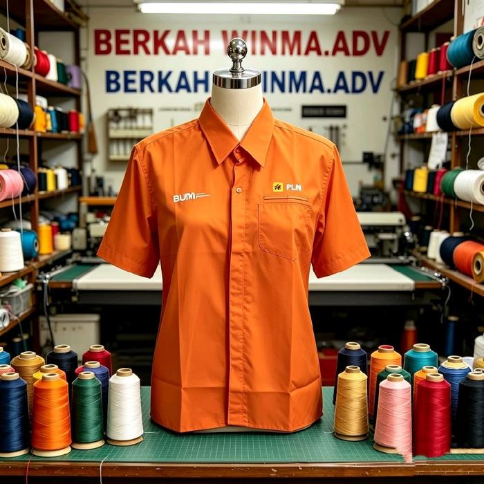 Kemeja Oranye BUMN PLN untuk Kerja Lapangan - Seragam BUMN PLN Putih Navy Oren Baju BUMN PLN Lengan 