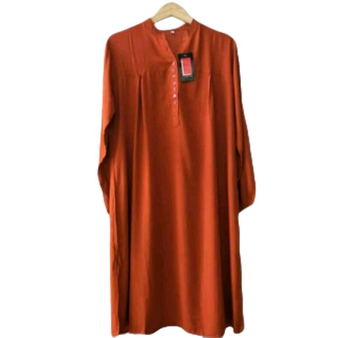TUNIK RAYON POLOS-TUNIK MERAH BATA-ATASAN JUMBO-PAKAIAN WANITA
