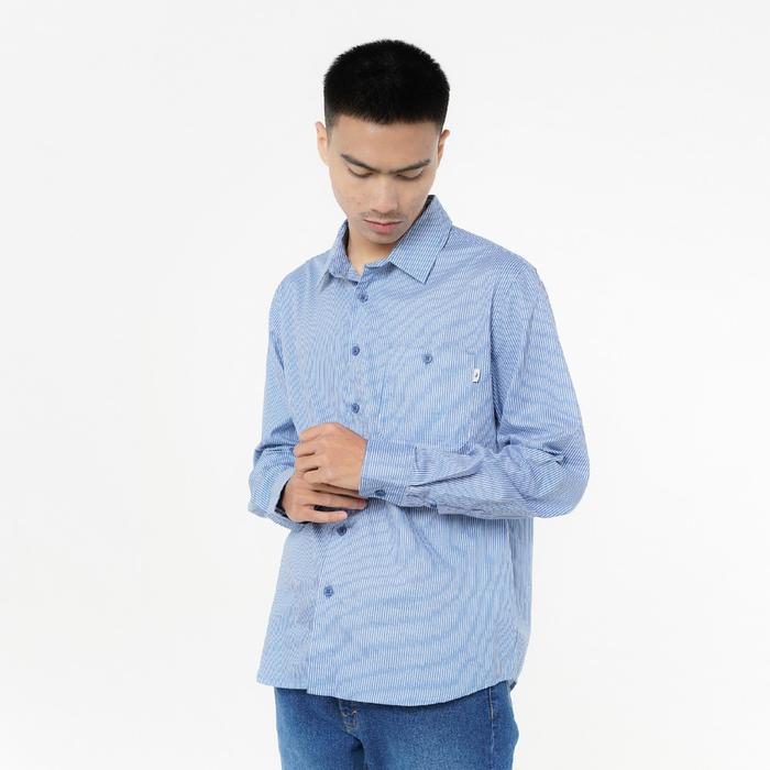 3Second Kemeja Garis Pria Lengan Panjang Regular Fit Katun Doods HP-020326