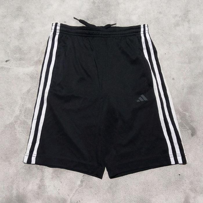 Celana pendek olahraga lari running pria Adidas aeroready hitam list putih bekas