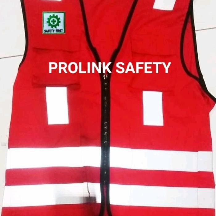 Rompi Safety Hse Super Jumbo 5Xl Xxxxl Merah Berlogo K3 Bendera Terlaris