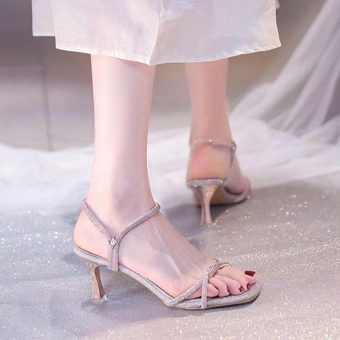 ShoeDiary Belle - High Heels Glitter Wanita Tinggi 5cm Warna Silver & Gold Korean Style Dewasa Remaj