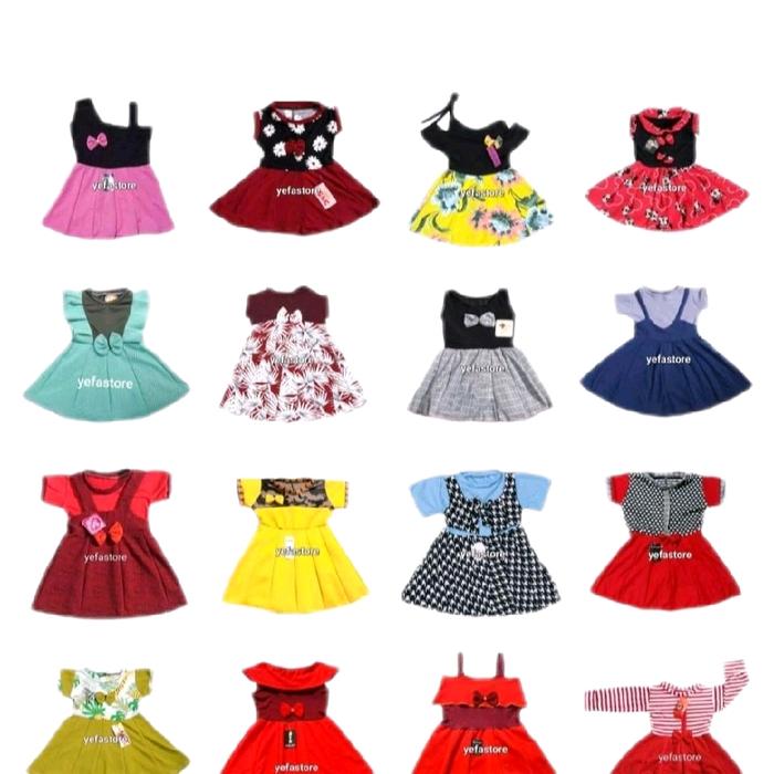 3 PCS DRESS BAYI 6-12 BULAN BA1 BAJU ANAK PEREMPUAN MURAH GAUN KODOK TANGAN YUKENSI SABRINA FUJI | [