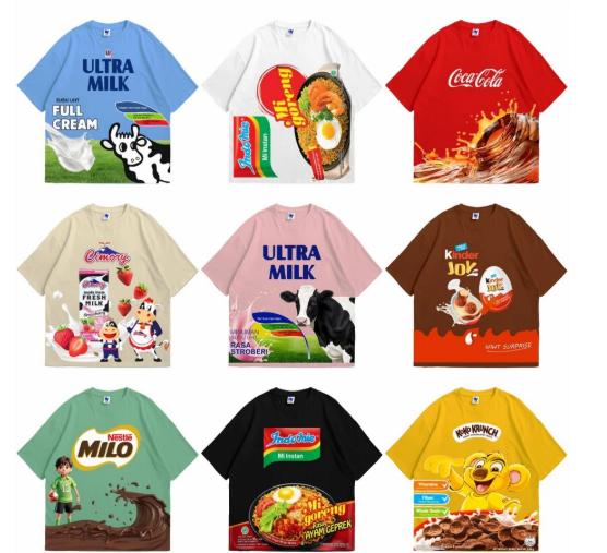 [Free Stiker Nama] Kaos Anak Hykids Motif Snack untuk usia 1-12 Tahun Laki-laki dan perempuan