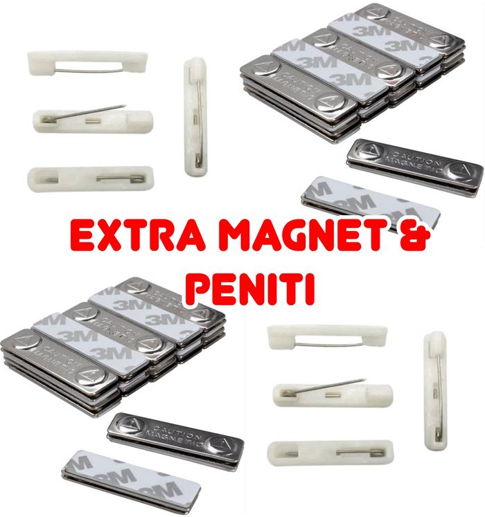 MAGNET DAN PENITI NAME TAG PENGAIT EXTRA NAME TAG COSTUM