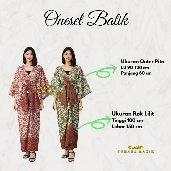 Oneset Batik Modern Toko Kebaya Batik Nyaman untuk Santai Pas untuk Acara Resmi Ukuran Outer Pita LD