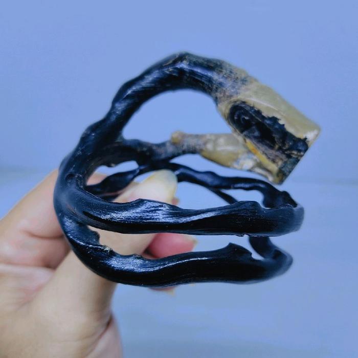 GELANG AKAR BAHAR HITAM JUMBO COMBONG BONGGOL CABANG 2 ANTIK UNIK
