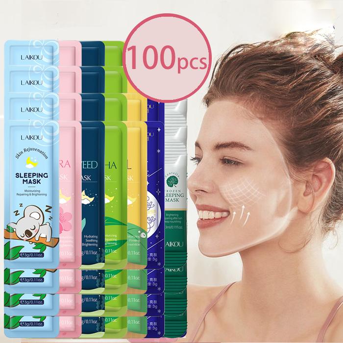 100 pcs LAIKOU Moisturizing Sleeping Mask Sakura Snail Seaweed Face