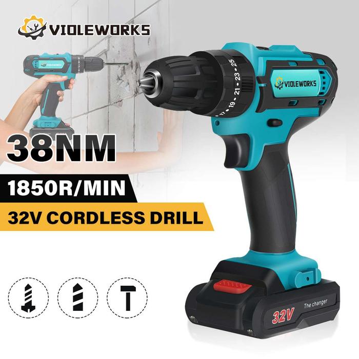 VIOLEWORKS 16.8V Cordless Electric Screwdriver 1850RPM LED Light Screwdriver Drill Driver Rechargeab