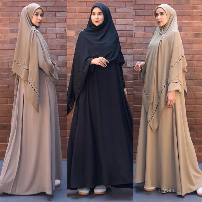 Khalisa set hijab dress by Marevi/gamis mewah syari/busa cod
