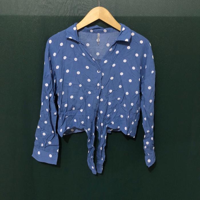 Kemeja Crop COLORBOX Polkadot Blue Top