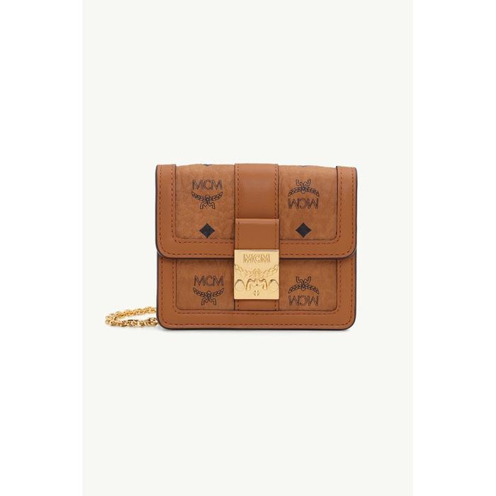 MCM MINI TRACY WALLET ON CHAIN IN COGNAC VISETOS LEATHER