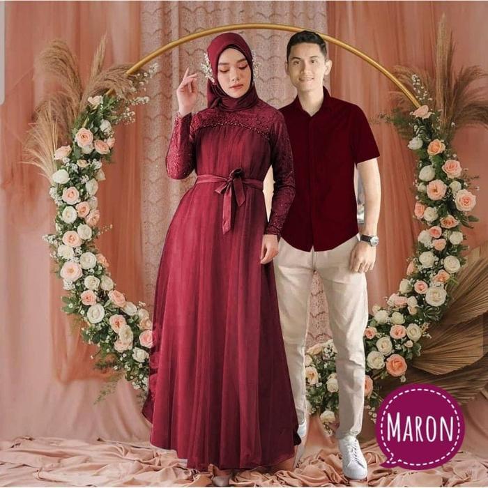 Couple Suami Istri Pasangan Gamis Mikayla Kemeja Lengan Pendek Fit To L - Xxl Katun Muslim Keluarga