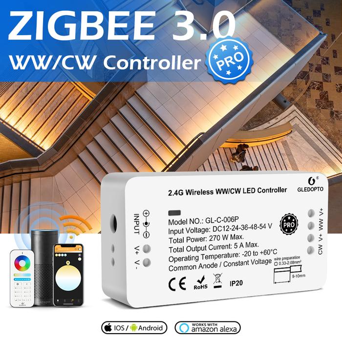 Zigbee LED Controller Pro WW/CW LED Strip Controller DC 12-54V