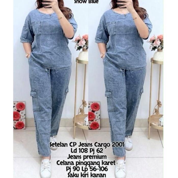 Setelan CP jeans cargo |One set jeans wanita 2001