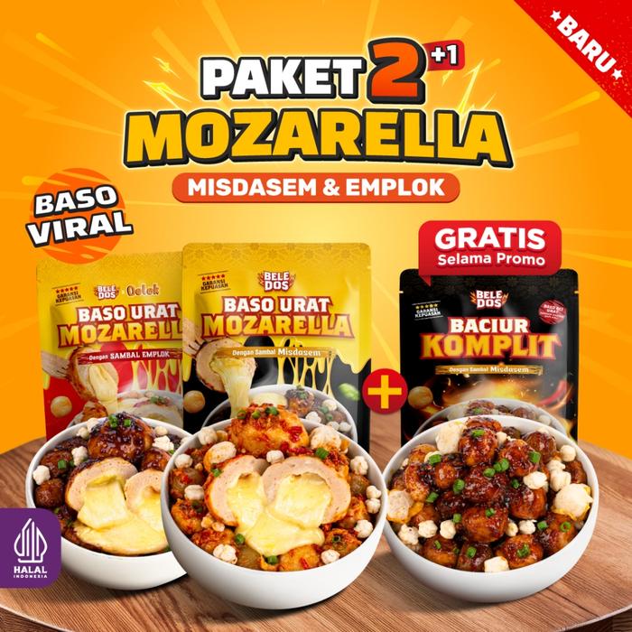 [Promo Paket 2+1] Gratis Baciur Komplit - Beledos Baso Urat Keju Mozarella Misdasem dan Sambal Emplo