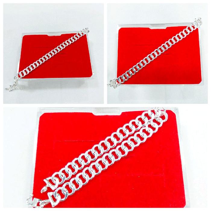 Gelang Perak Anak Bayi Asli 925 Model Rantai Lipan Bangle Polos Bersurat Tersedia warna Emas dan Put