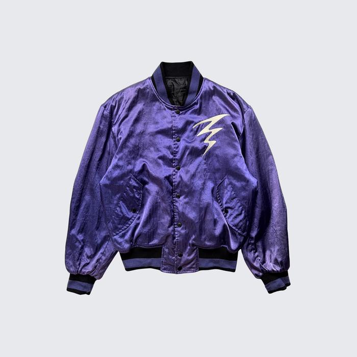 Metallic Purple Black Vintage 1990s Mr. Junko Koshino For Men Japan Souvenir Bomber Jacket - Unisex 