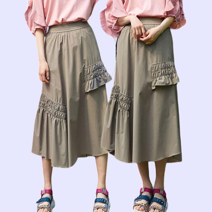 Promo Lapiaf Ruffle Skirt Olive Bawahan Rok Wanita Branded COD