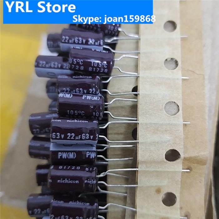FOR Nichicon brand new short-pin capacitor 63v22uf 6x12mm