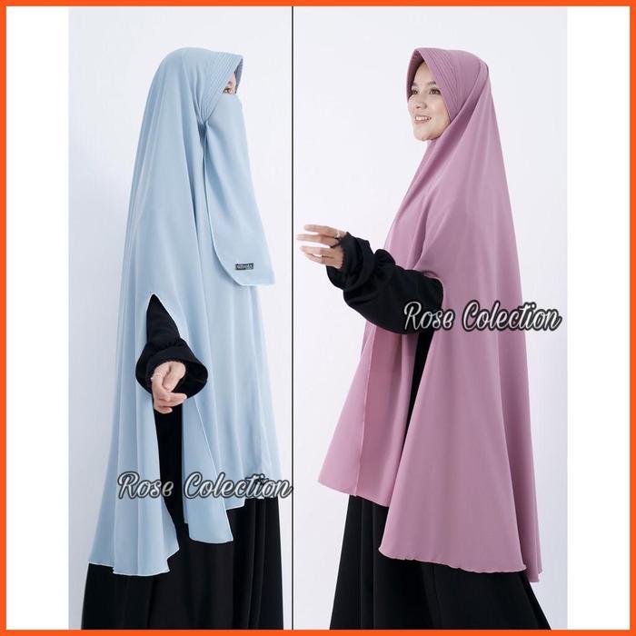 Set Khimar Syari Ped Handslip XXL Belah Lengan Satu Set Gratis Cadar Tali Jetblack Exclusive