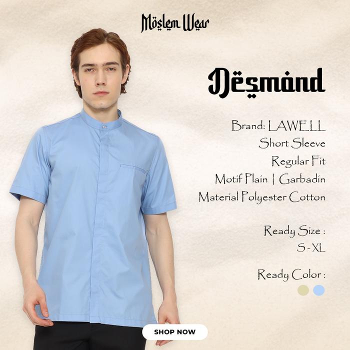 LAWELL DESMOND-S Baju Koko Pria Lengan Pendek Regular Fit Garbadin Kecil