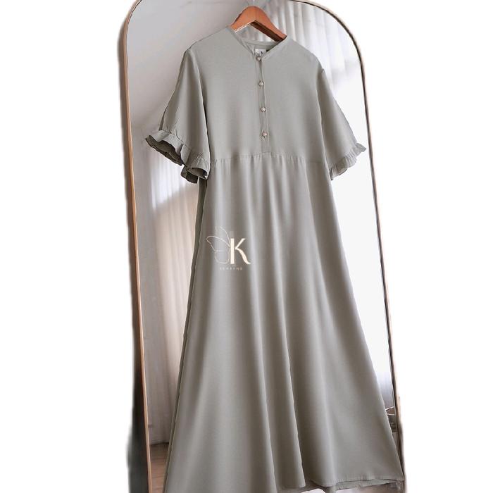Celine daster daster panjang rayon twill Wanita Busui Dress Bumil Kancing