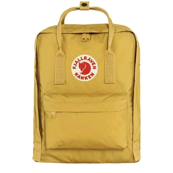 Fjallraven Kanken Clasic Autentik-Kanterall Tas Ransel Klasik Warna Kuning dengan Logo Merah