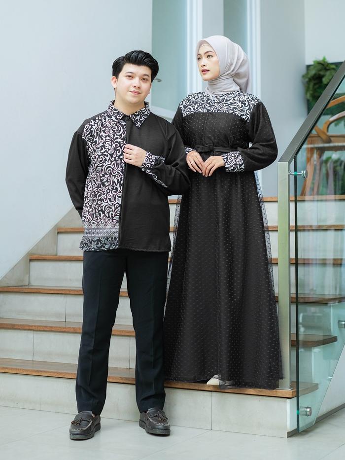 CP Faizal Batik Couple muslim kemeja L/XL Gamis BUSUI M/L baju pasangan muslim bahan shakila kombina