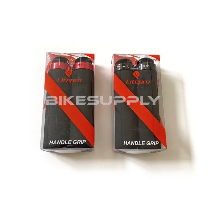 Handle Grip Sepeda Merk Litepro + Lock Handgrip Hanfat Hand Bar Handlebar Sponge Empuk Warna Hitam M