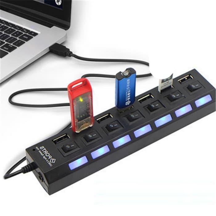 HUB USB 7 Port Colokan Kabel 7 USB HUB 7 Port Saklar USB HUB 7 Port Saklar USB 2.0 High Speed ON OFF