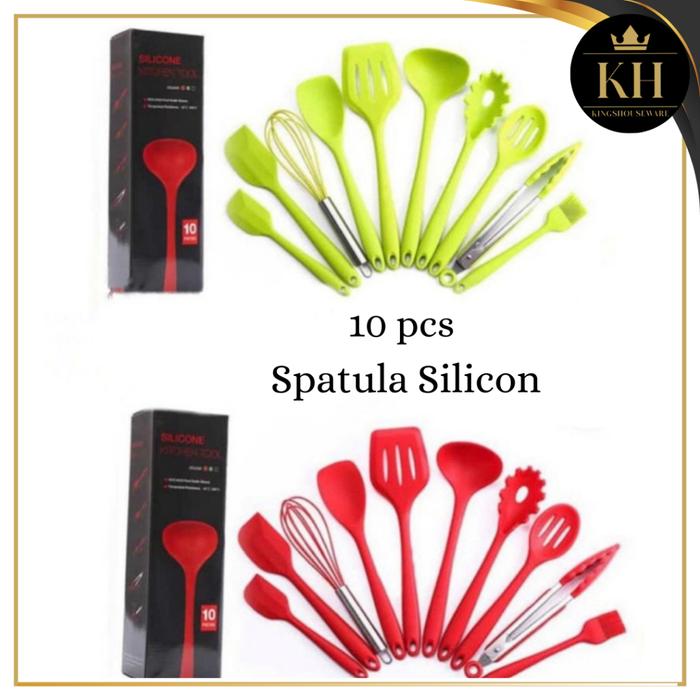1 SET SILICONE ALAT MASAK ISI 10 PCS - 1 SET SPATULA MEMASAK SERBAGUNA