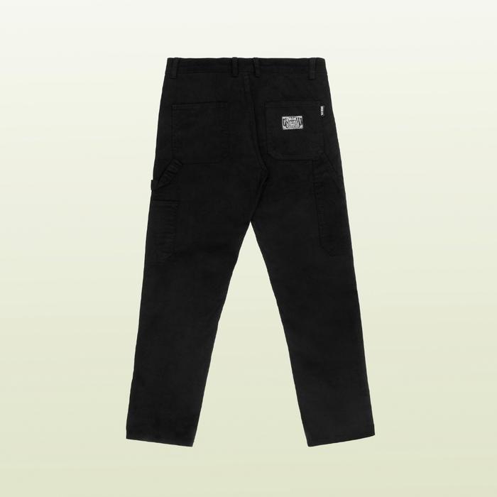 Smoke Carpenter Pants Slim Hitam - 100% Katun Twill Pria Slimfit Fit Kerja Formal Casual Celana Pan