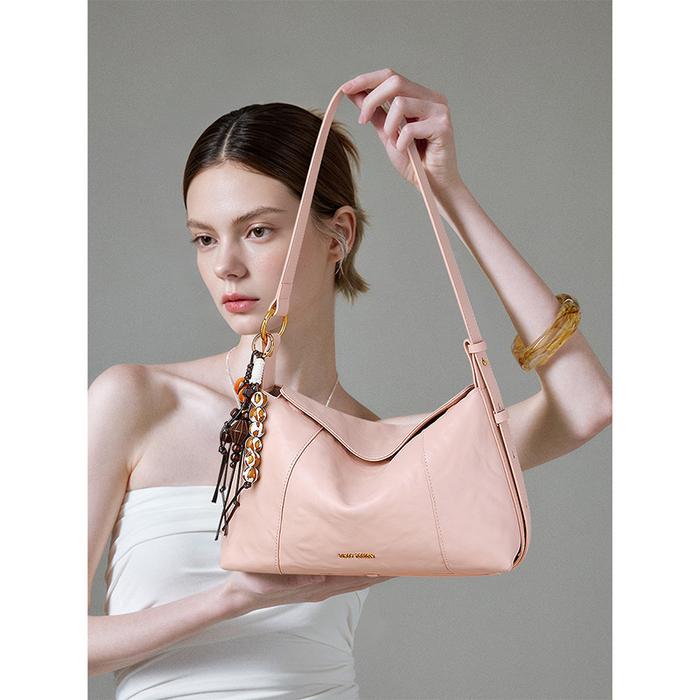 VINEY Des n Women's Ho Bag, Soft Genuine Cow Split Leather Shoulder Handbag with Tassel Charm, Fashi