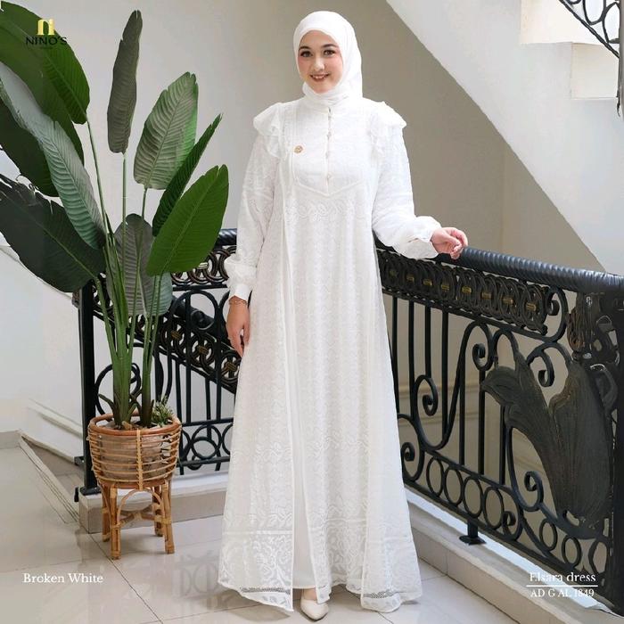 gamis putih ninos elsara ready putih dan hitam
