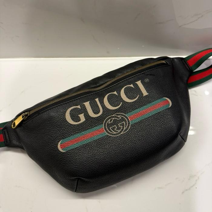 Preloved Gucci Print Leather Belt Bag