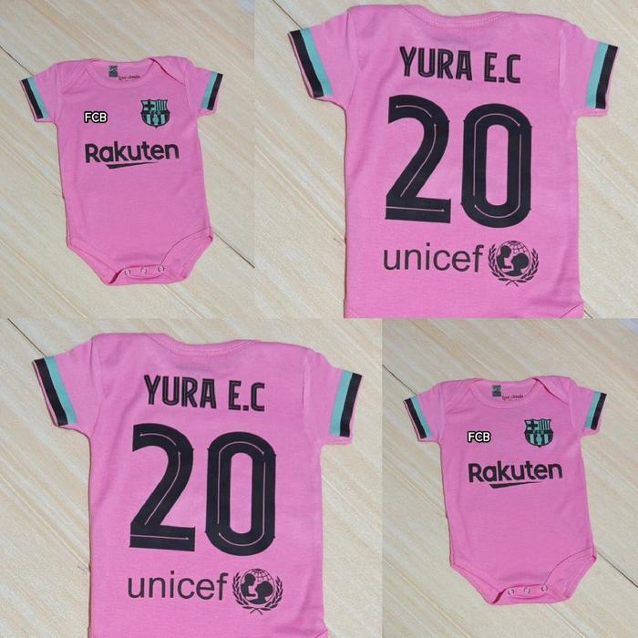 Romper Baju Bayi Bola Jumper Jumpsuit Klub Bola FCB Barca LaLiga Spanyol Away 2019 2020