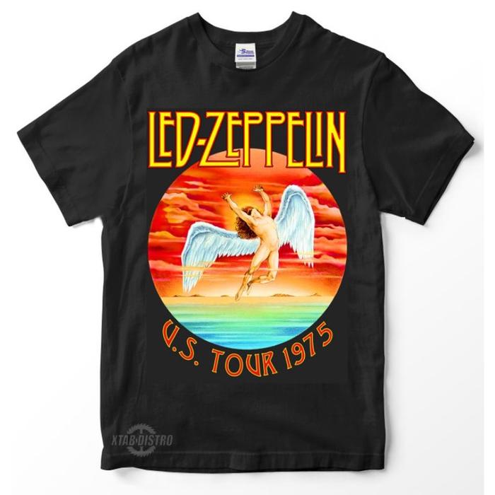 kaos LED ZEPPELIN - US TOUR 1975 Premium Tshirt LED ZEPPELIN 2 vintage / kaos pria wanita / kaos ban