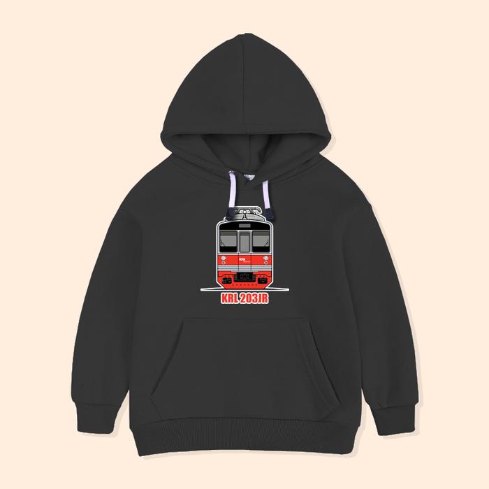 Jaket Hoodie Anak Gambar Motif Kereta Api Indonesia KAI Kereta Listrik Sweater Anak KRL-203JR