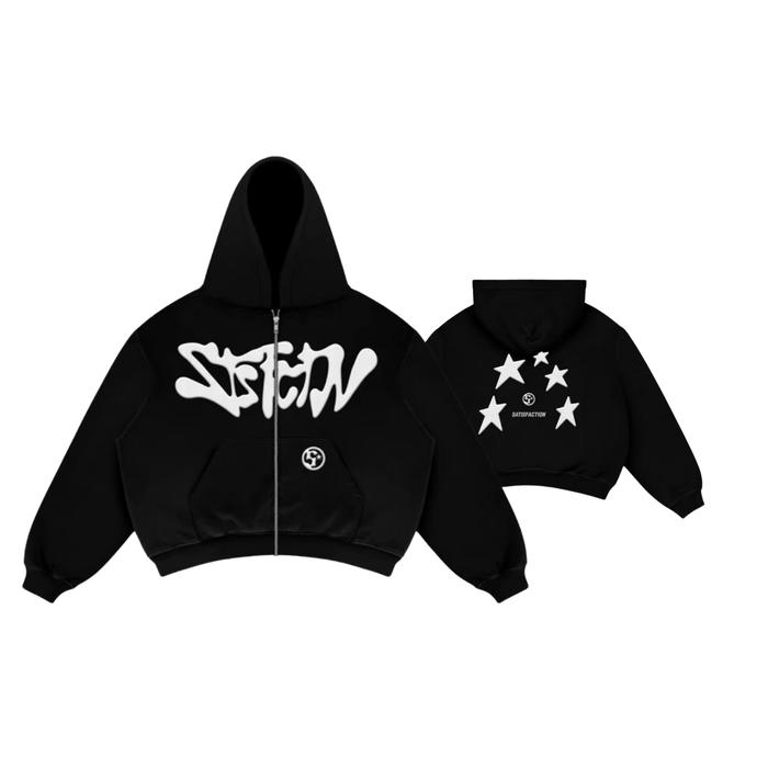 Jaket Hoodie Streetwear Casual Zipper Boxy Stfein Unisex Pria Wanita 100% Cotton Fleece Rib Karet Le