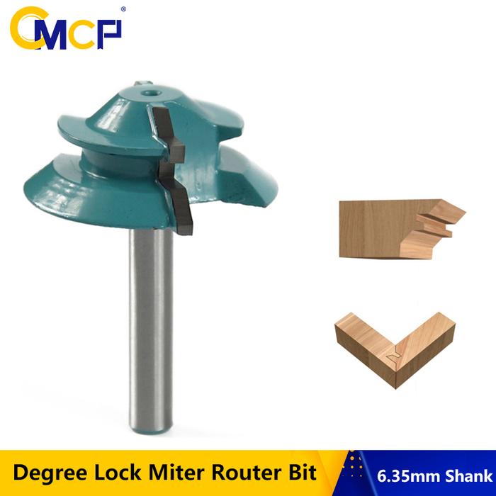 CMCP Lock Miter Router Bit 45 Degree 6.35mm Tenon Cutter Wood Router