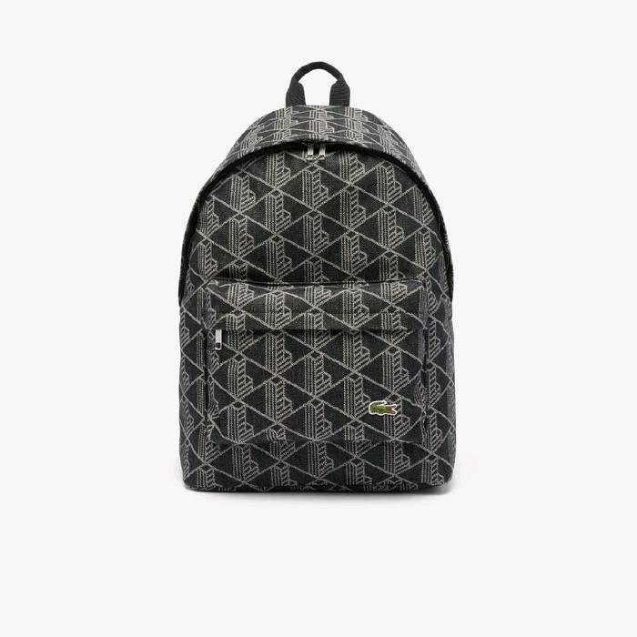 Lacoste Unisex Neocroc Jacquard Motif Backpack Laptop 15 inch Tas Ransel Pria / Wanita - Grey