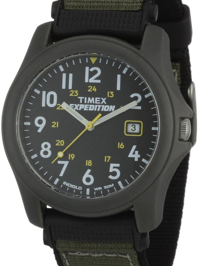 timex T42571 Men Expedition Camper  Black Green Nylon Watch Date