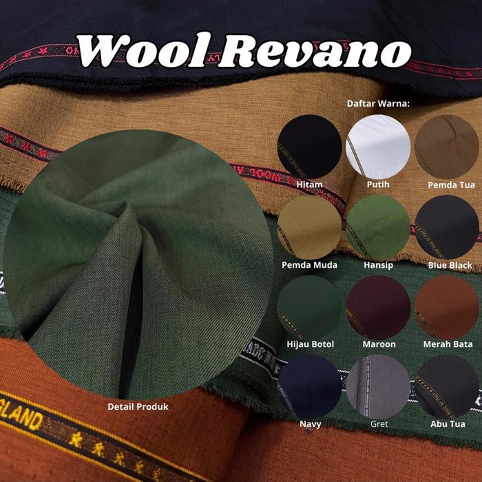 Kain Semi Wool Toronto Revano Bahan Semi Wool Berserat Adem - Untuk Seagam Kantor Setelan Jas Kemeja