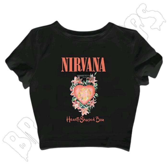 CROPTOP BAND NIRVANA | HEART-SHAPED BOX | IN UTERO | CROPTOP HITAM PUTIH | KAOS CROPTOP | STREETWEAR