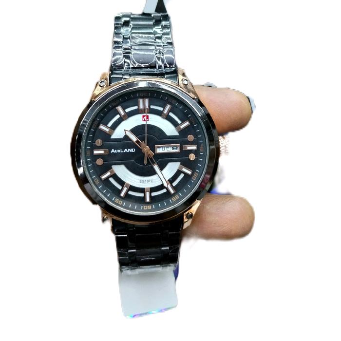 jam tangan rantai pria kekinian  water r esist Auxland Original Ada Tanggal Dan Hari..Rantai Padat P