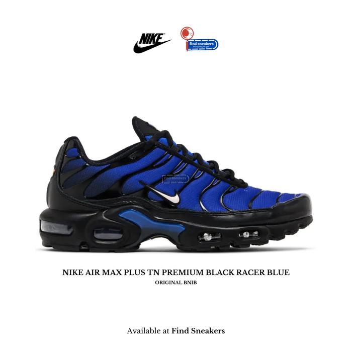 Sepatu Sneakers Pria NIKE AIR MAX PLUS TN PREMIUM BLACK RACER BLUE ORIGINAL BNIB