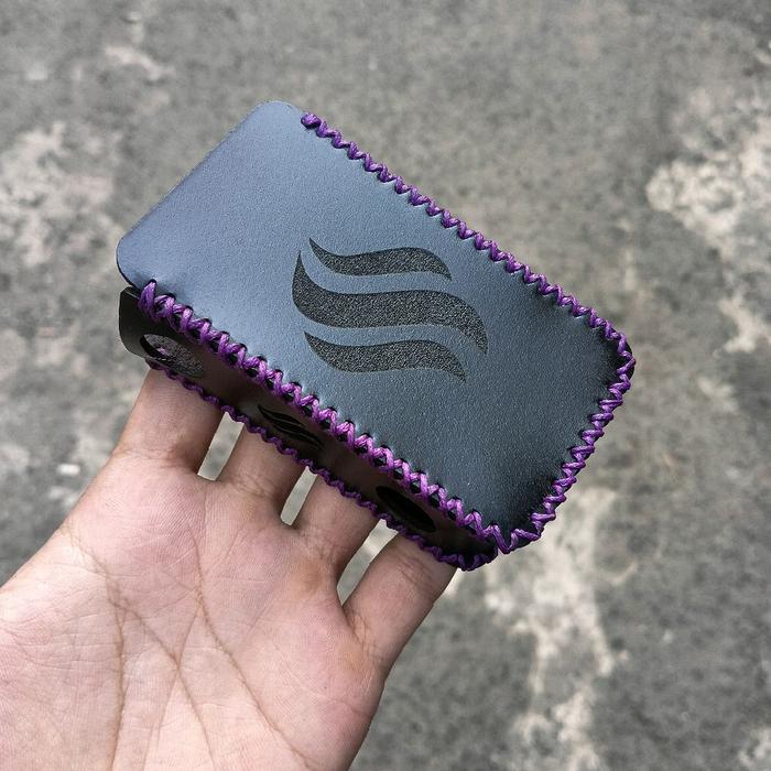 Case Kulit Sintetis Hitam Trml T200 Polos Big Logo Benang Ungu